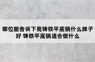 哪位能告诉下我铸铁平底锅什么牌子好 铸铁平底锅适合做什么